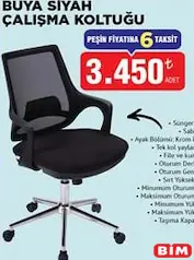 OFİS BAZAAR BUYA SİYAH ÇALIŞMA KOLTUĞU